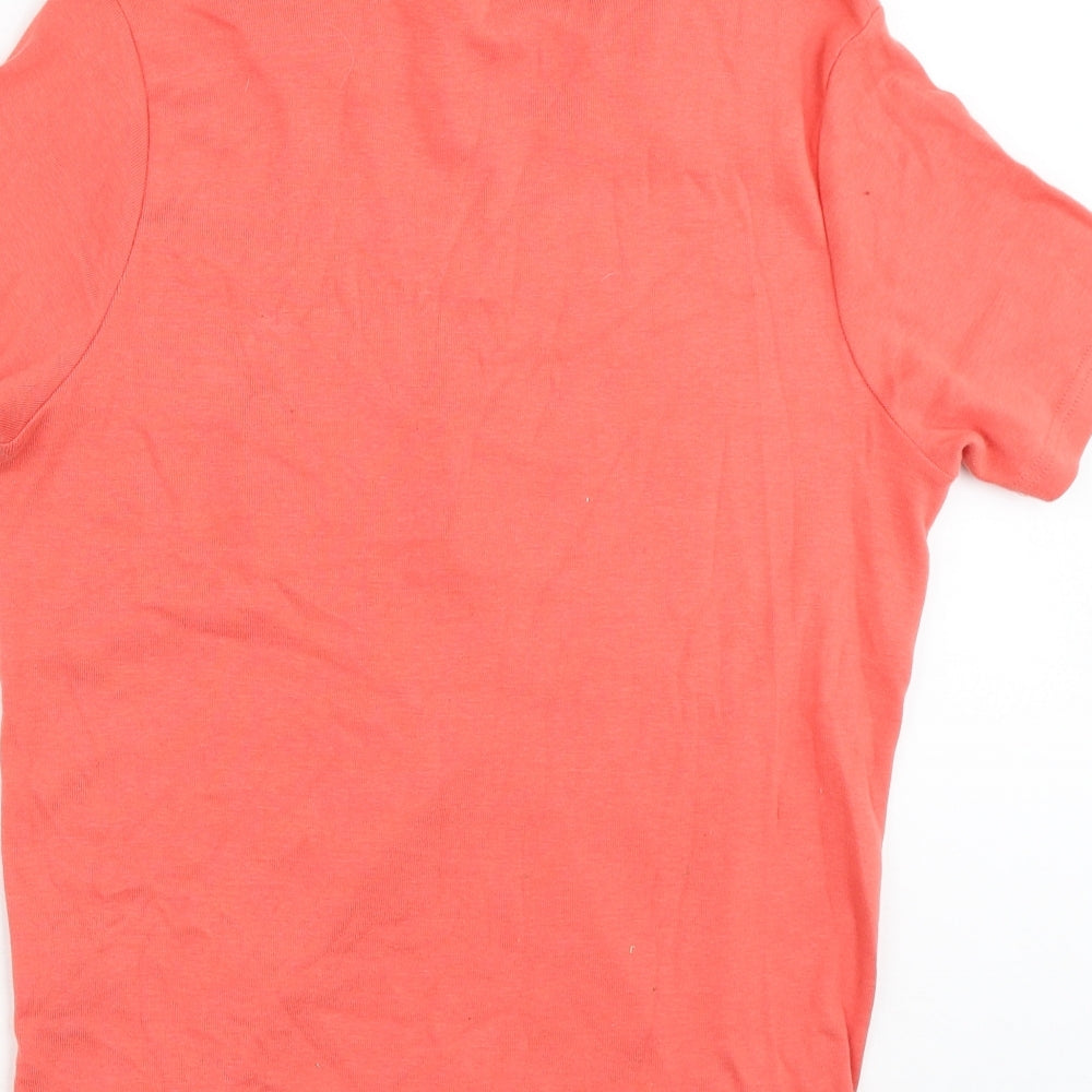 Carolyn Taylor Womens Orange Striped 100% Cotton Basic T-Shirt Size S V-Neck - Two Layers
