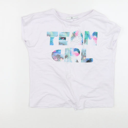 Marks and Spencer Girls White  Viscose Wrap T-Shirt Size 9-10 Years Round Neck  - Tie Back