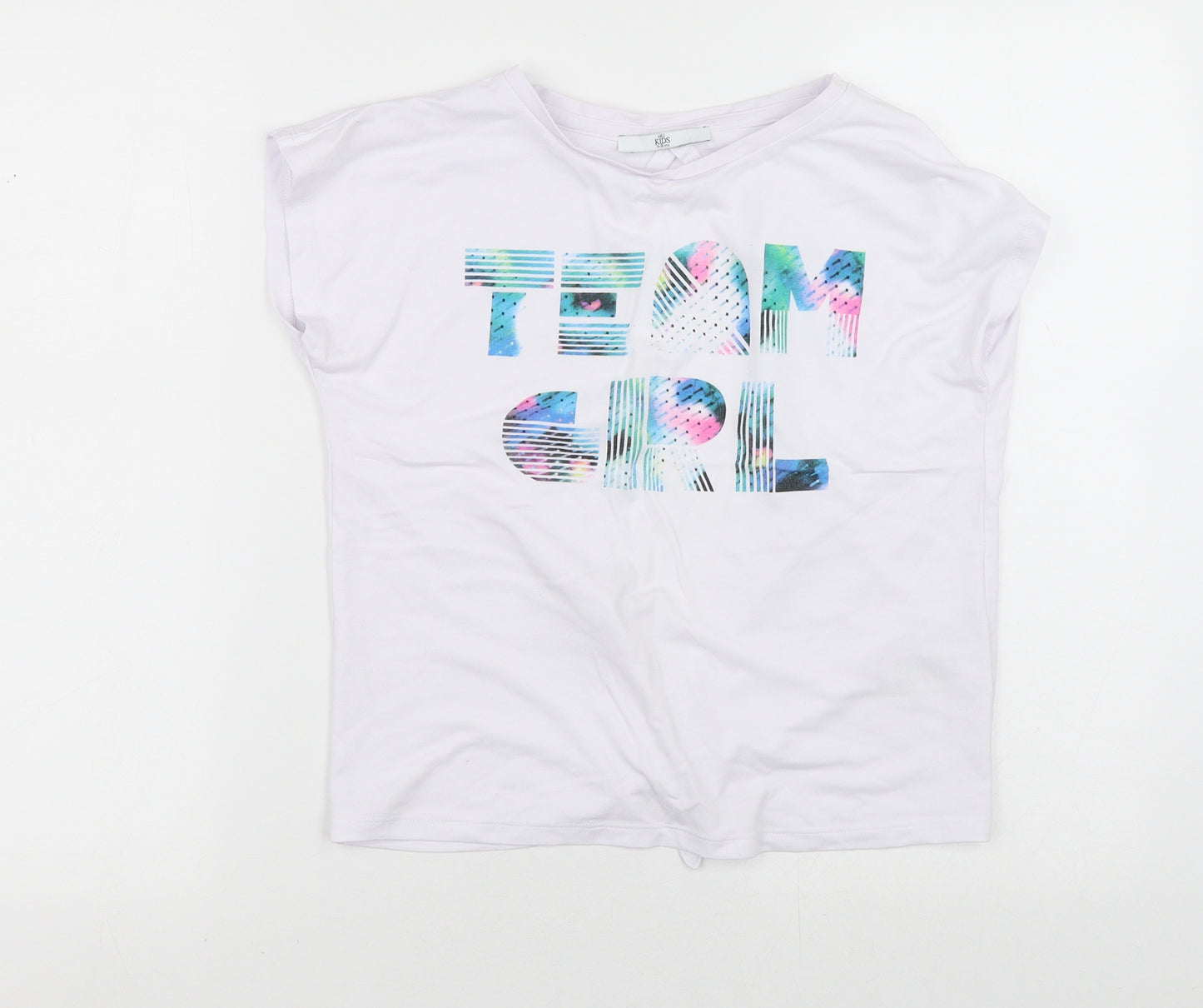 Marks and Spencer Girls White  Viscose Wrap T-Shirt Size 9-10 Years Round Neck  - Tie Back