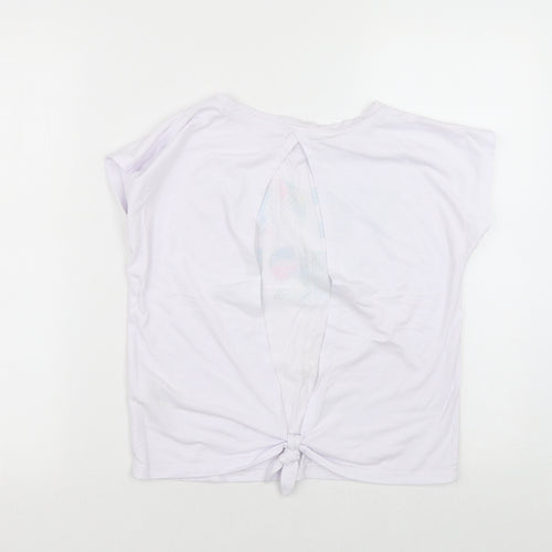 Marks and Spencer Girls White  Viscose Wrap T-Shirt Size 9-10 Years Round Neck  - Tie Back