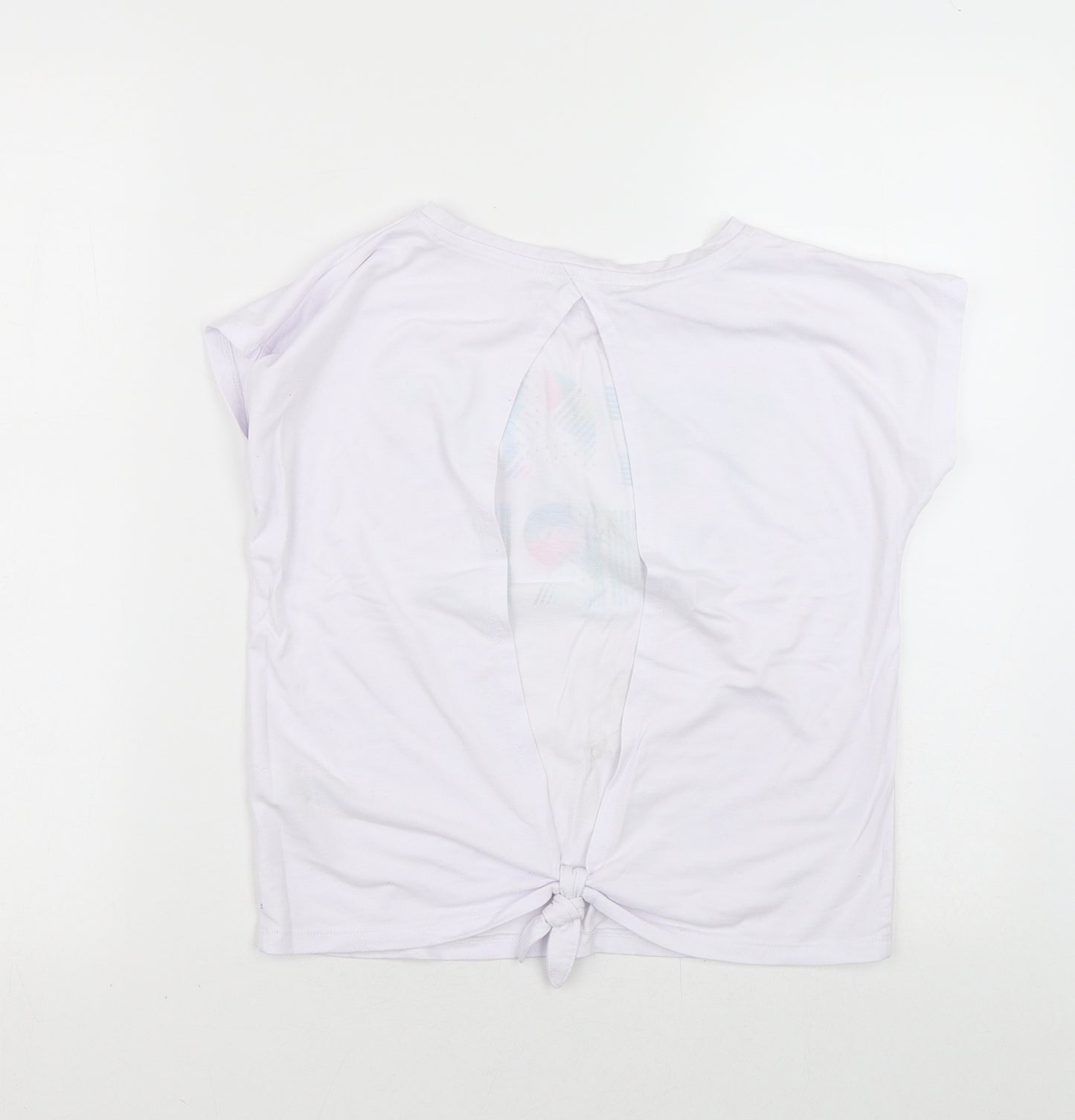 Marks and Spencer Girls White  Viscose Wrap T-Shirt Size 9-10 Years Round Neck  - Tie Back