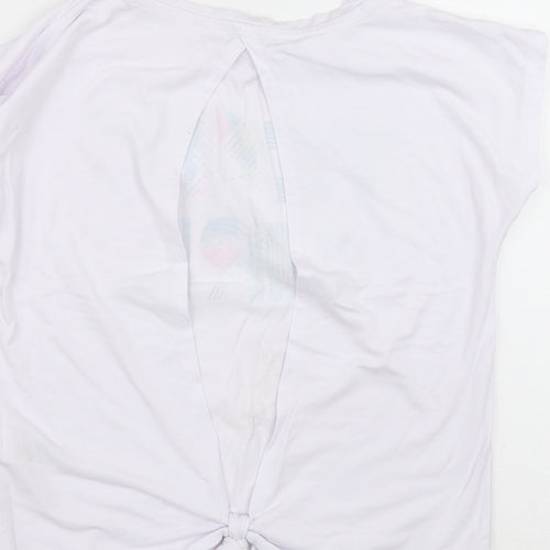 Marks and Spencer Girls White  Viscose Wrap T-Shirt Size 9-10 Years Round Neck  - Tie Back