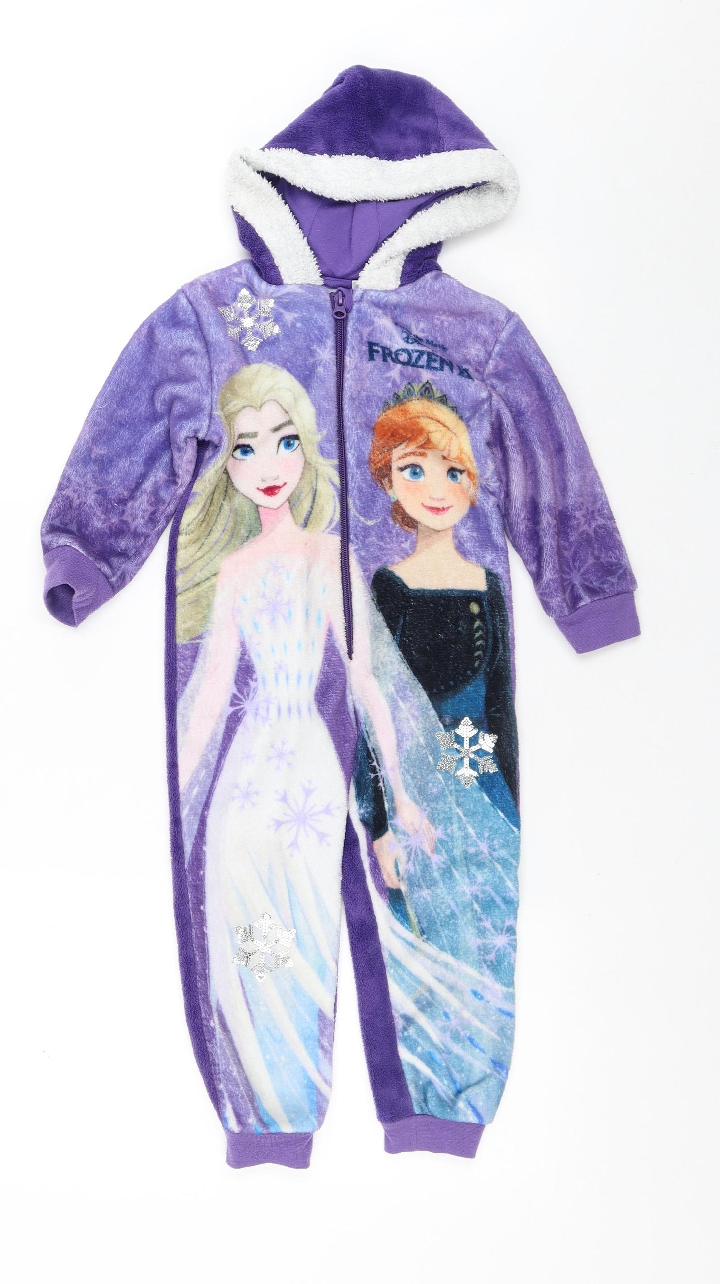 Disney Girls Purple  Polyester Top One Piece Size 3-4 Years   - Frozen
