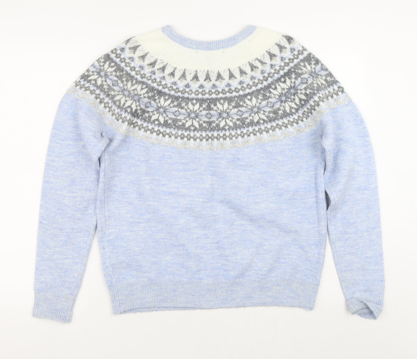 Primark Mens Blue Crew Neck Geometric Polyester Pullover Jumper Size M   - Christmas Winter