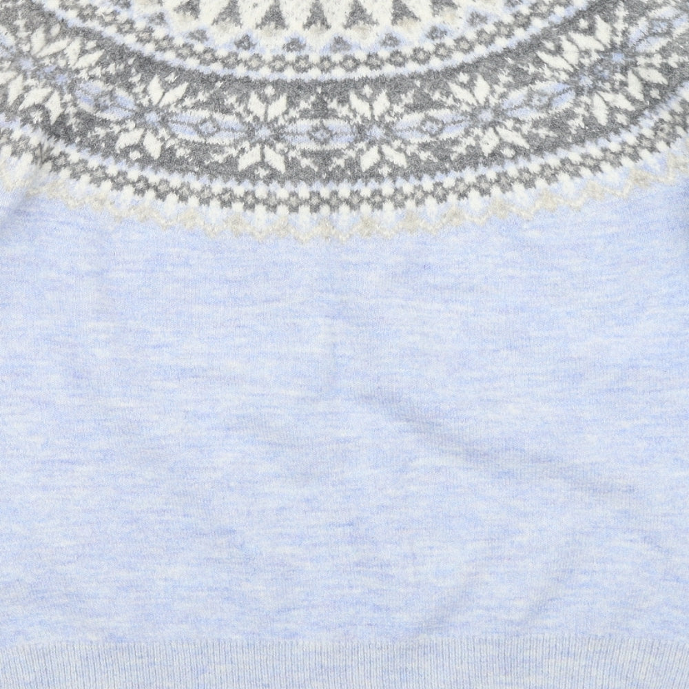 Primark Mens Blue Crew Neck Geometric Polyester Pullover Jumper Size M   - Christmas Winter