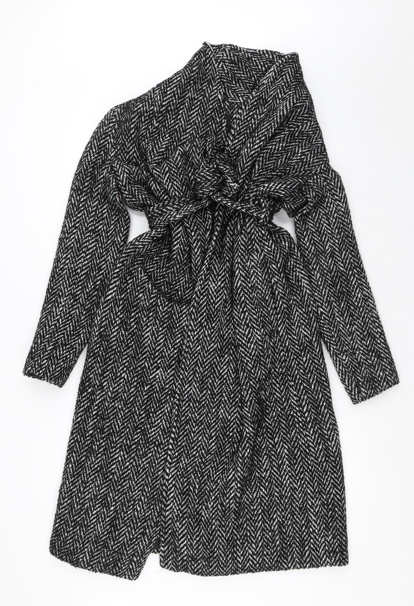 New Look Womens White Herringbone  Trench Coat Coat Size 6