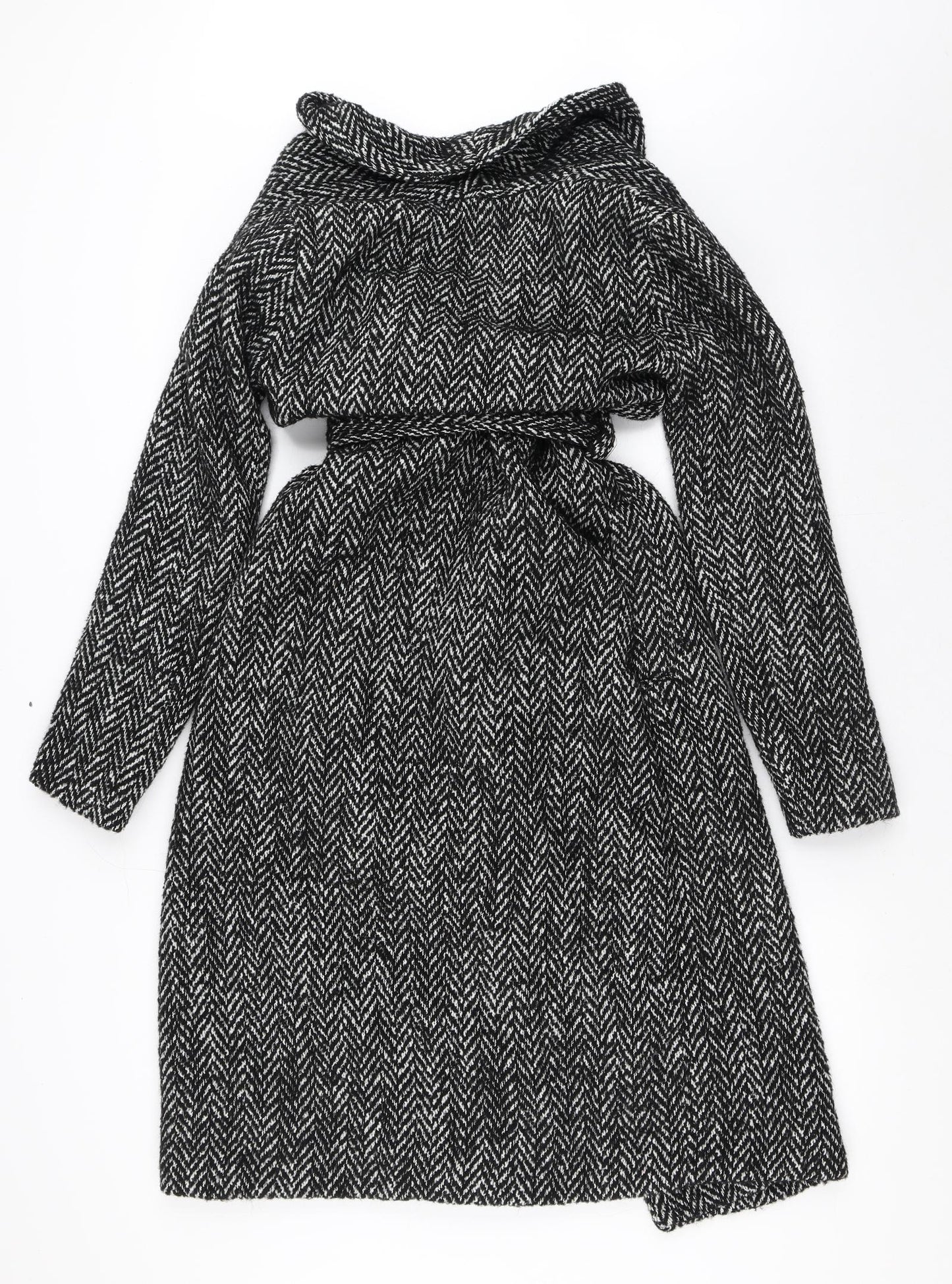 New Look Womens White Herringbone  Trench Coat Coat Size 6