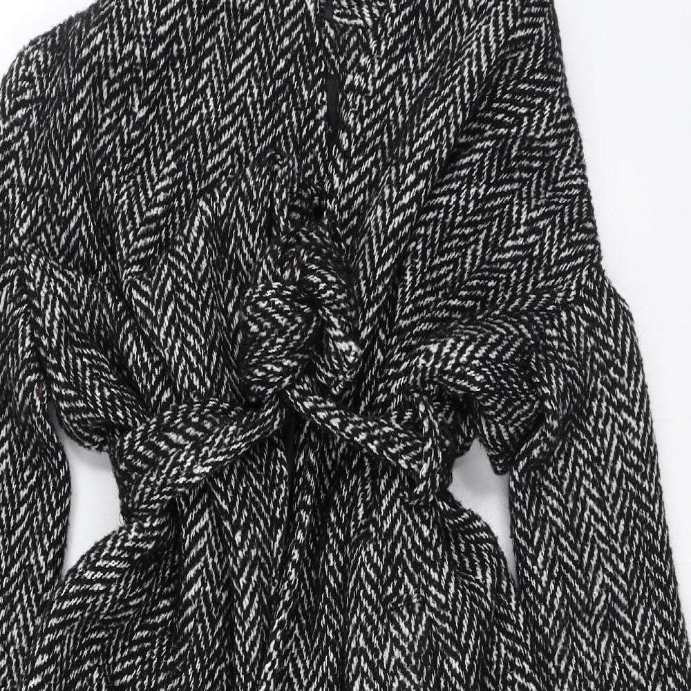 New Look Womens White Herringbone  Trench Coat Coat Size 6