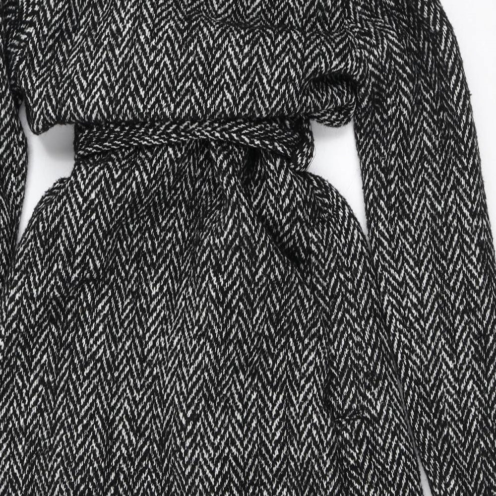 New Look Womens White Herringbone  Trench Coat Coat Size 6