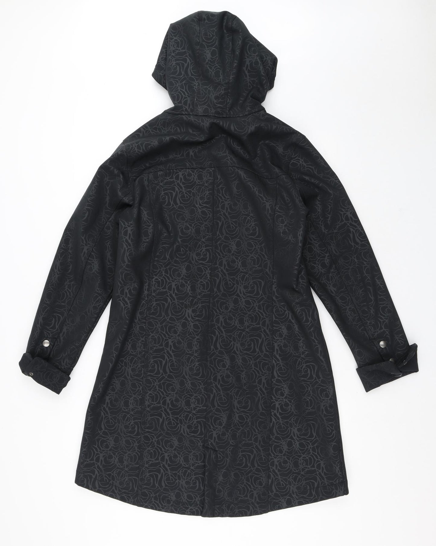 Cloudveil Womens Black Geometric  Trench Coat Coat Size L