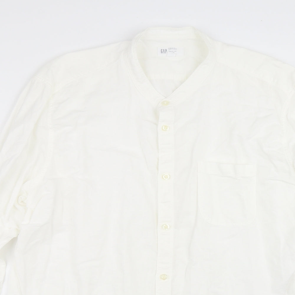 Gap Mens White  Cotton  Dress Shirt Size XL Collared