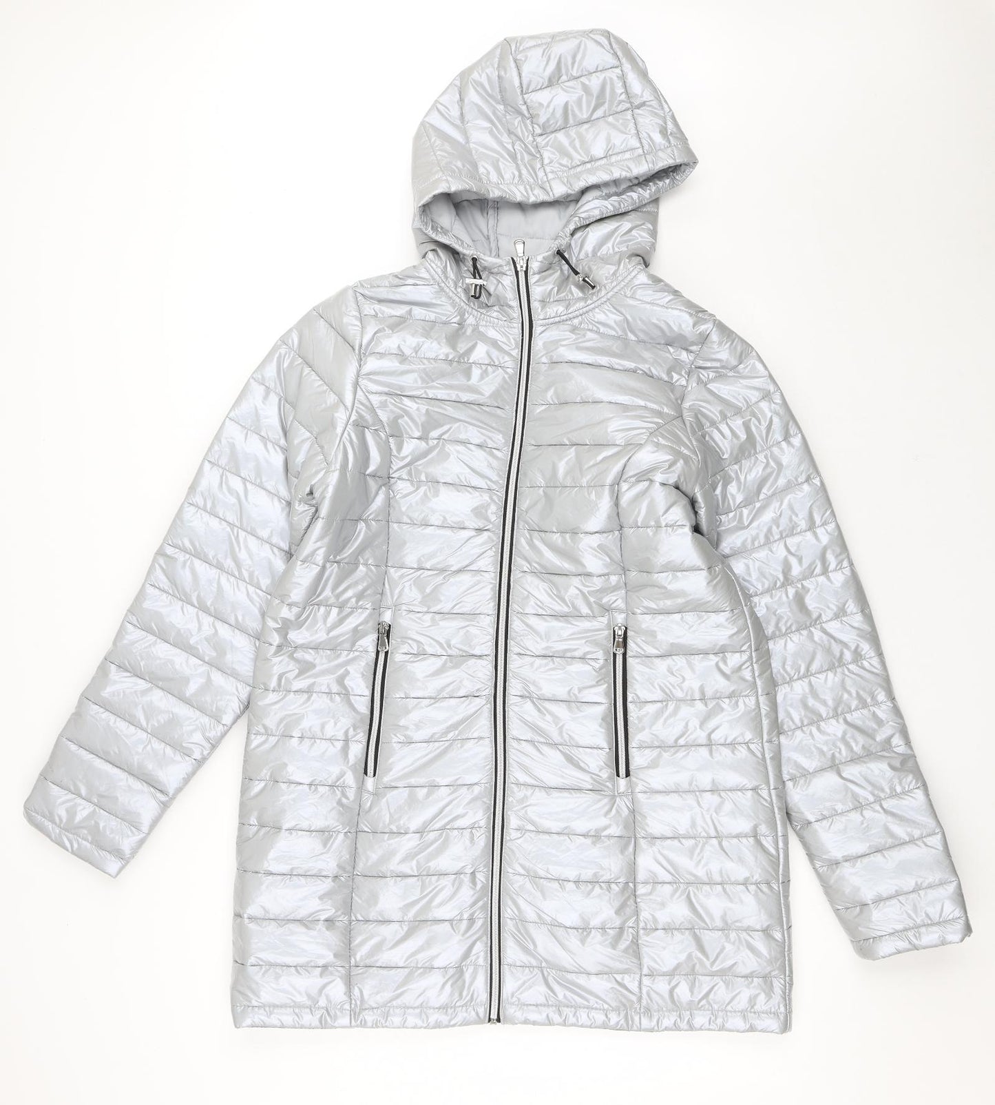 My Style Womens Silver   Quilted Coat Size M