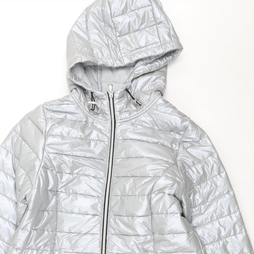 My Style Womens Silver   Quilted Coat Size M