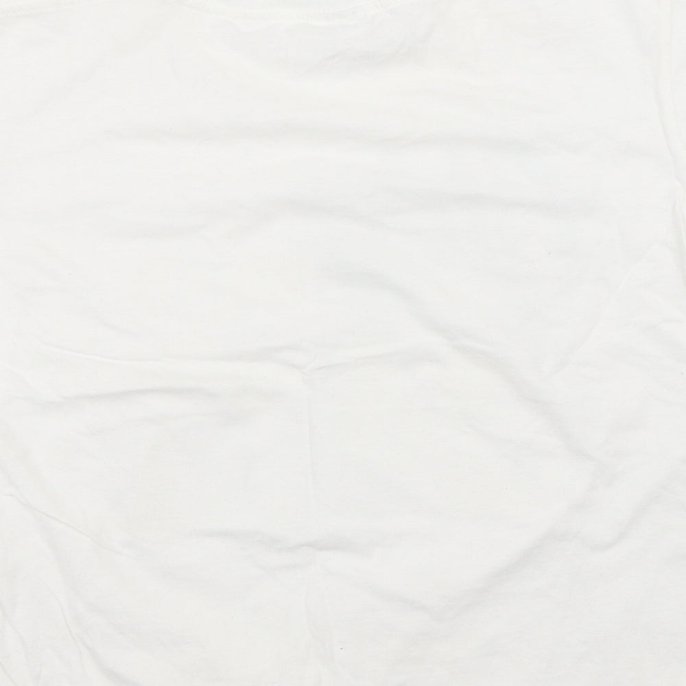 Gildan Womens White  Cotton Basic T-Shirt Size S Crew Neck - Glory Days Tour