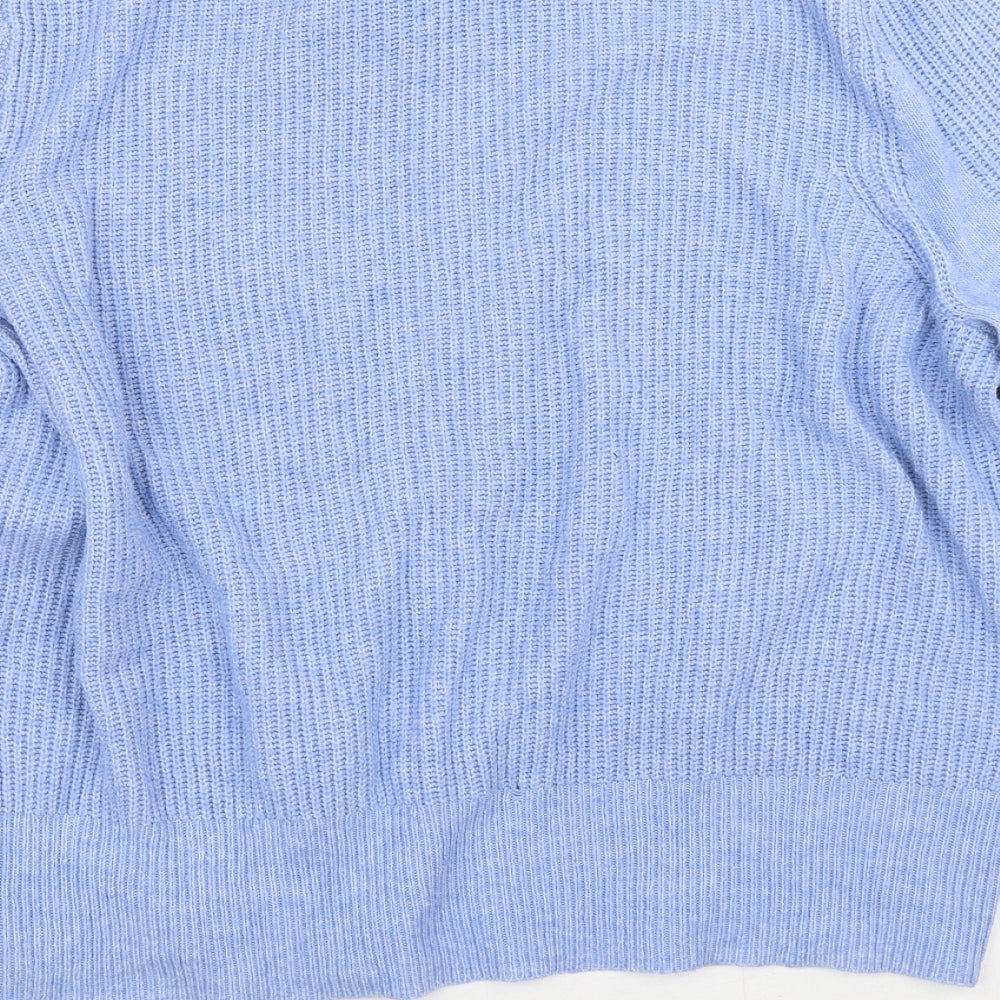 Marks and Spencer Womens Blue Round Neck  Acrylic Cardigan Jumper Size 24