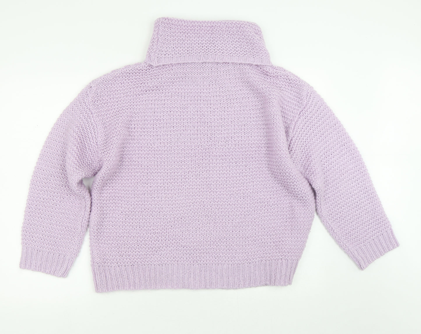 Amara Reya Womens Purple High Neck  Acrylic Pullover Jumper Size M