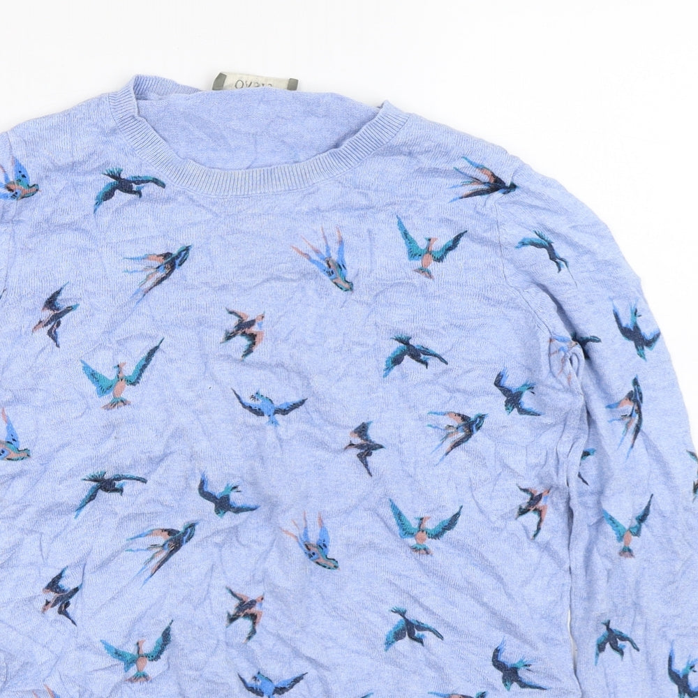 Oasis Womens Blue Geometric Viscose Pullover Sweatshirt Size M   - Birds