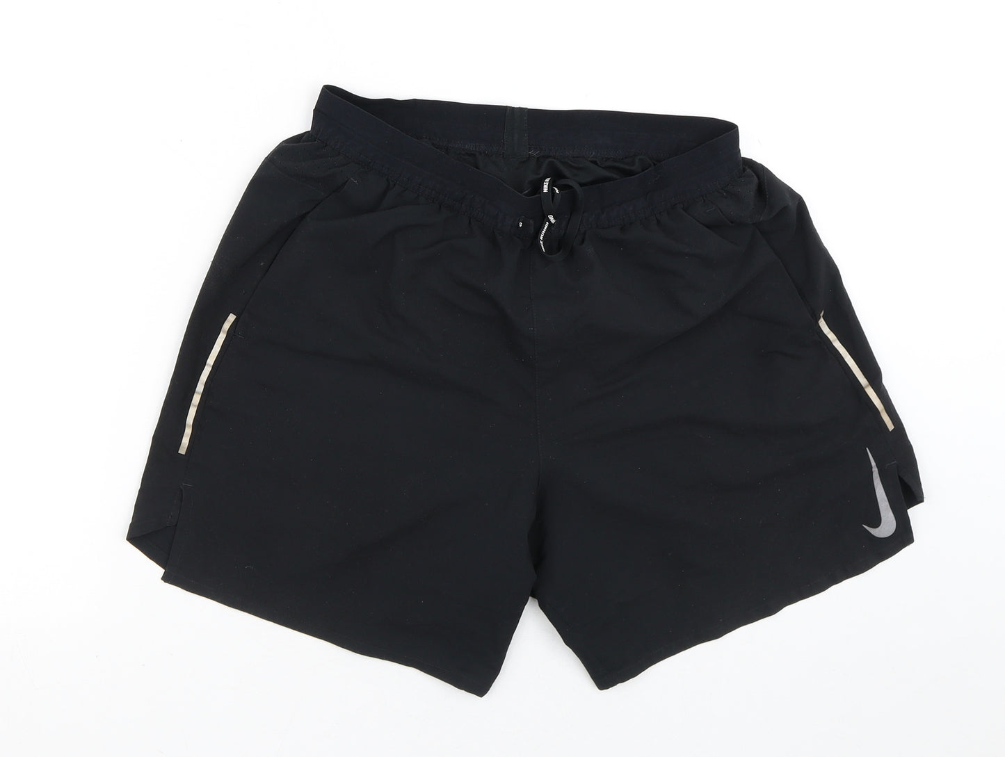 Nike Mens Black Striped Polyester Athletic Shorts Size M L6 in Regular
