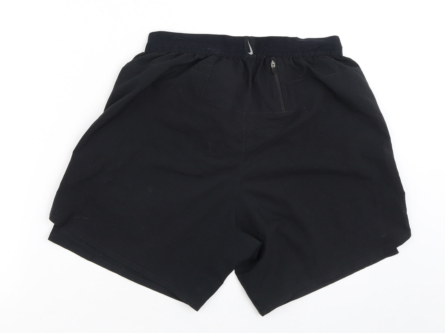 Nike Mens Black Striped Polyester Athletic Shorts Size M L6 in Regular