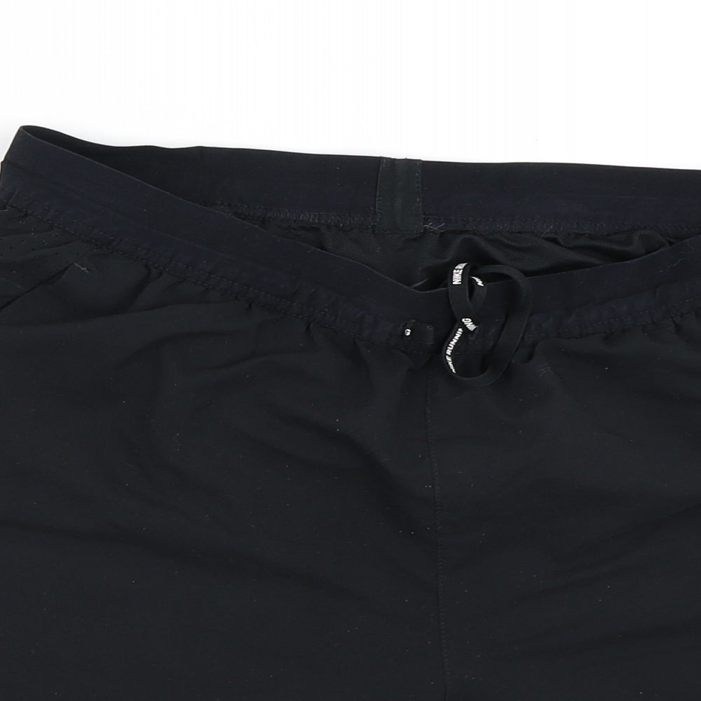 Nike Mens Black Striped Polyester Athletic Shorts Size M L6 in Regular