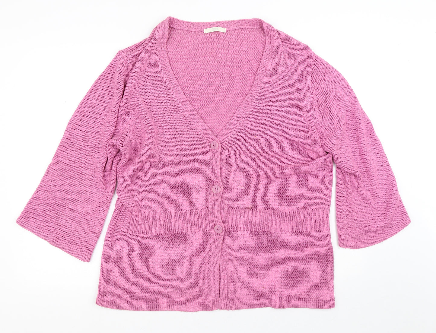 Marks and Spencer Womens Pink V-Neck  Acrylic Pullover Jumper Size 22