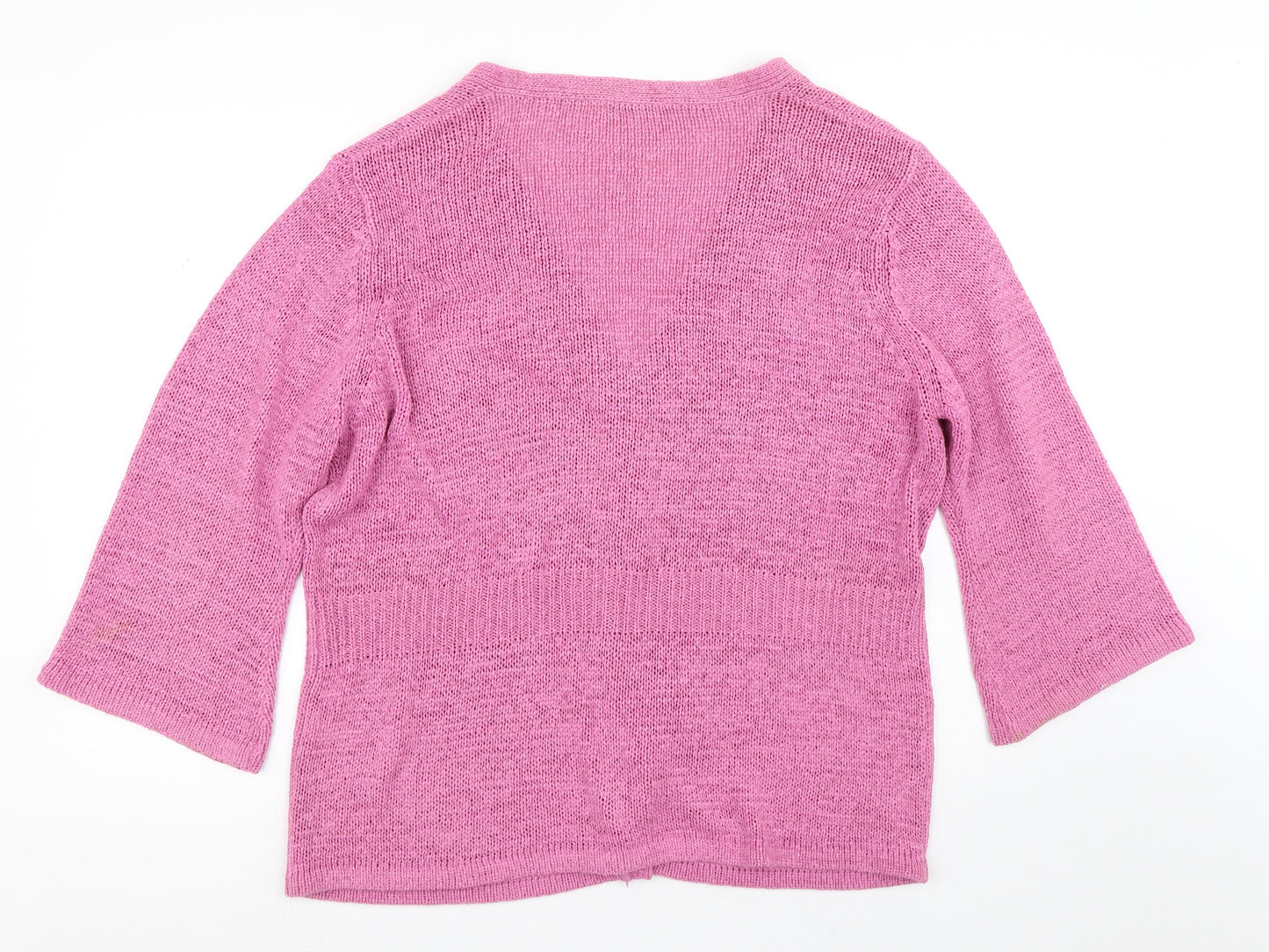Marks and Spencer Womens Pink V-Neck  Acrylic Pullover Jumper Size 22