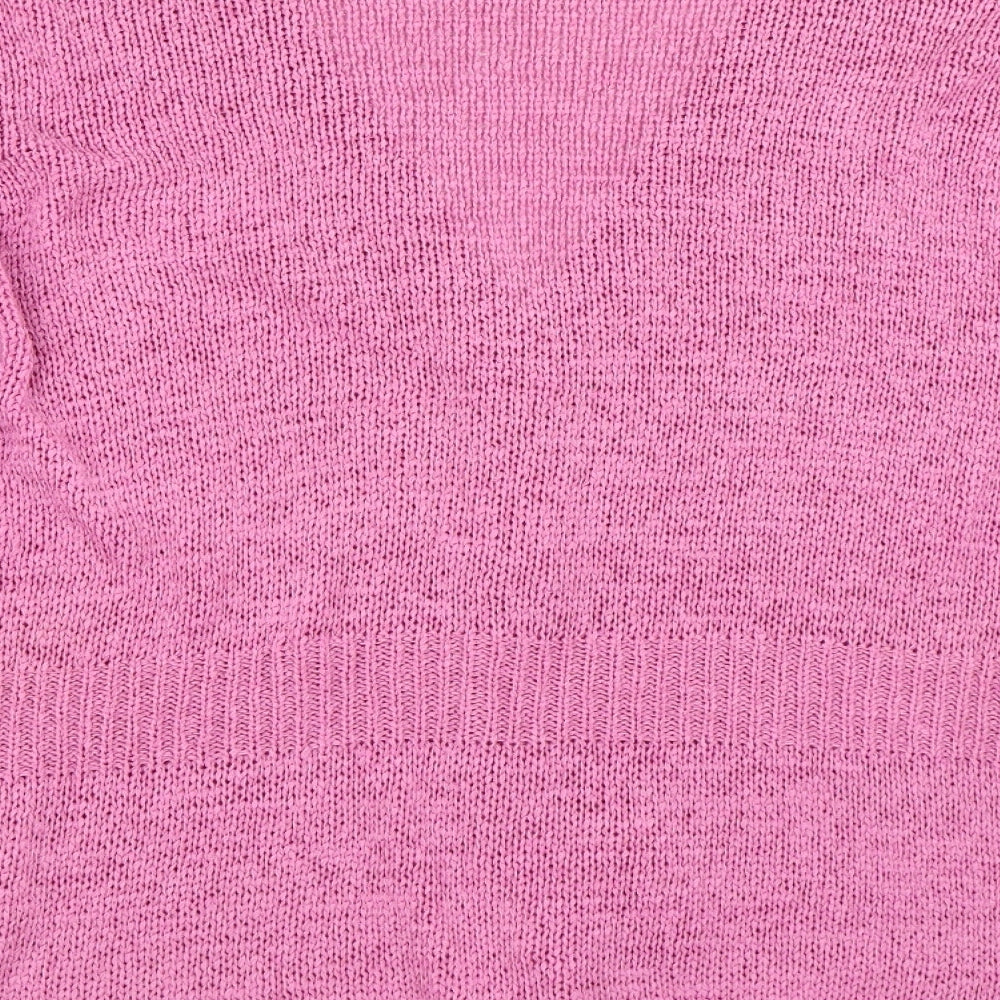 Marks and Spencer Womens Pink V-Neck  Acrylic Pullover Jumper Size 22