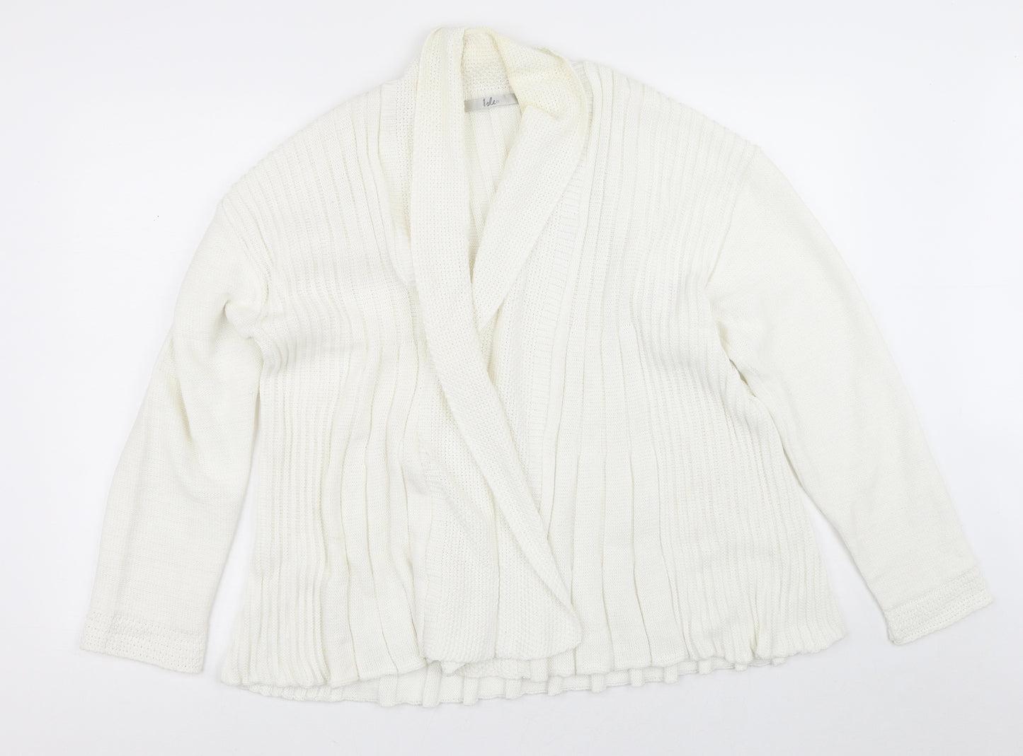 Isle Womens White Round Neck  Acrylic Cardigan Jumper Size 22