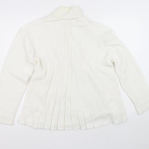 Isle Womens White Round Neck  Acrylic Cardigan Jumper Size 22