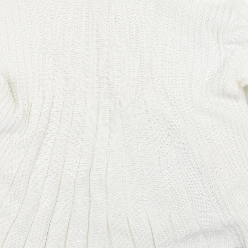 Isle Womens White Round Neck  Acrylic Cardigan Jumper Size 22