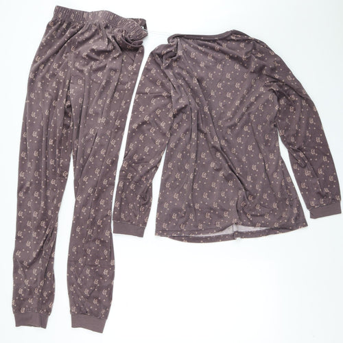 Primark Womens Brown Geometric Polyester Top Pyjama Set Size S
