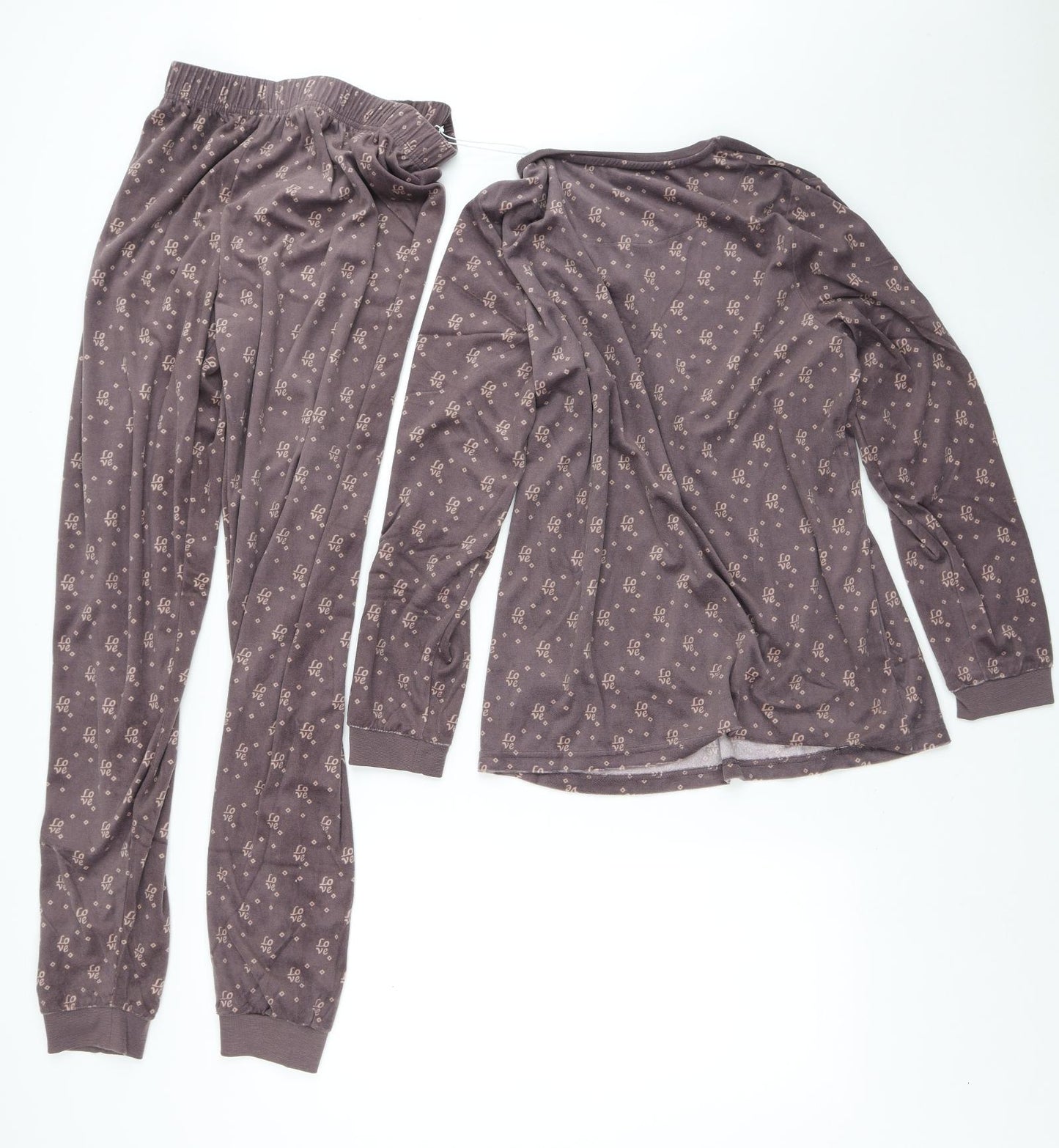 Primark Womens Brown Geometric Polyester Top Pyjama Set Size S