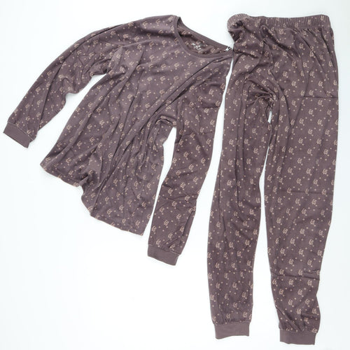 Primark Womens Brown Geometric Polyester Top Pyjama Set Size S