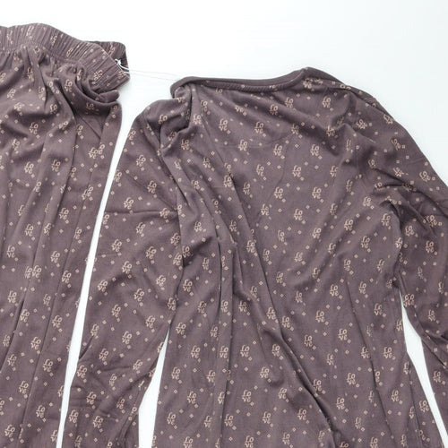 Primark Womens Brown Geometric Polyester Top Pyjama Set Size S