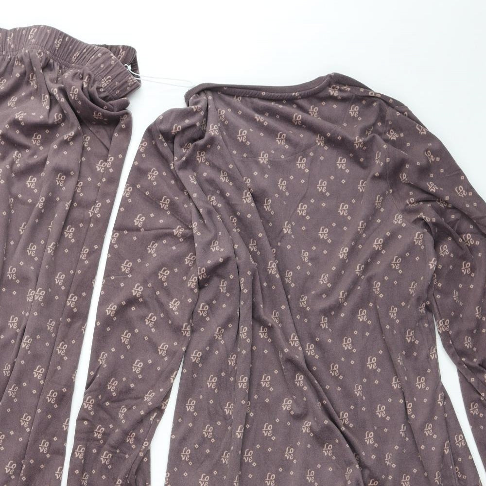 Primark Womens Brown Geometric Polyester Top Pyjama Set Size S