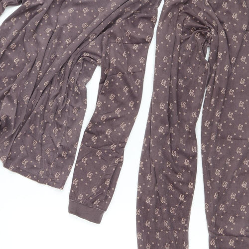 Primark Womens Brown Geometric Polyester Top Pyjama Set Size S