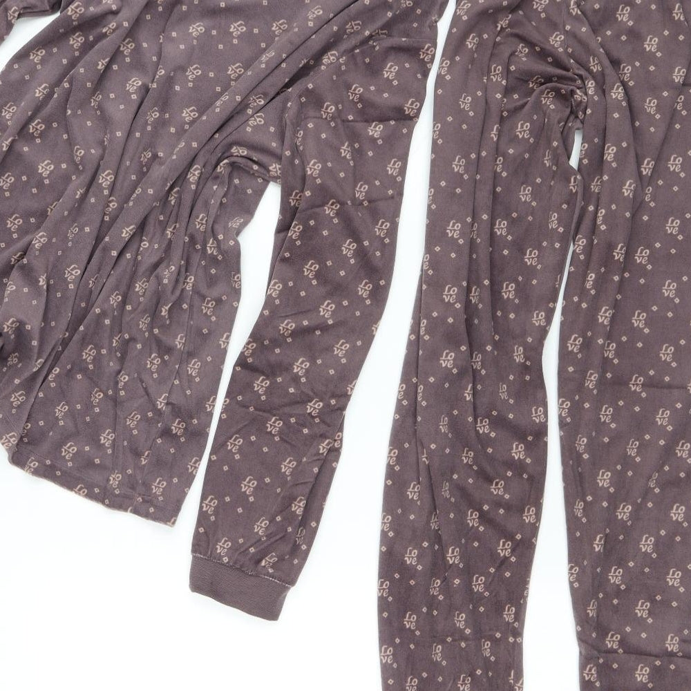 Primark Womens Brown Geometric Polyester Top Pyjama Set Size S