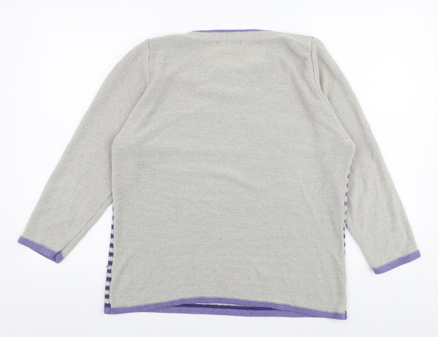 Bonmarche Womens Multicoloured Round Neck Striped Acrylic Pullover Jumper Size M