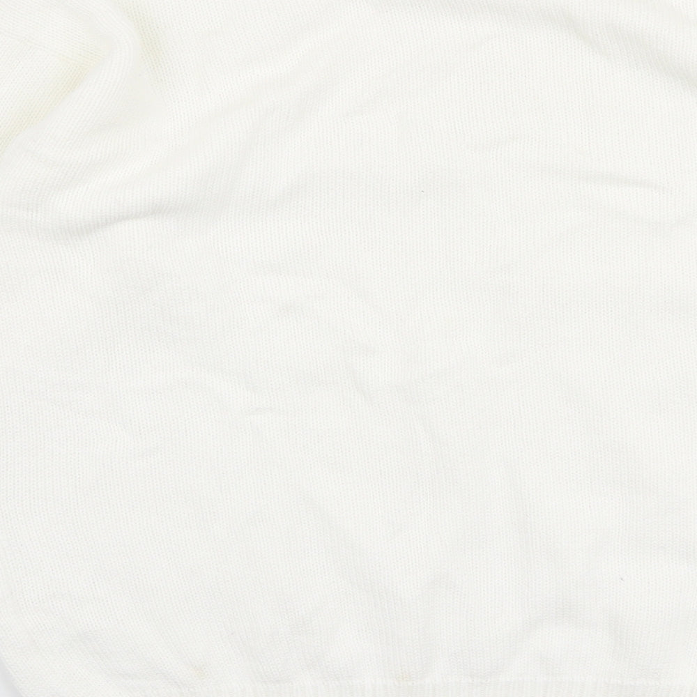 Bay Clue Womens White Round Neck  100% Cotton Pullover Jumper Size M