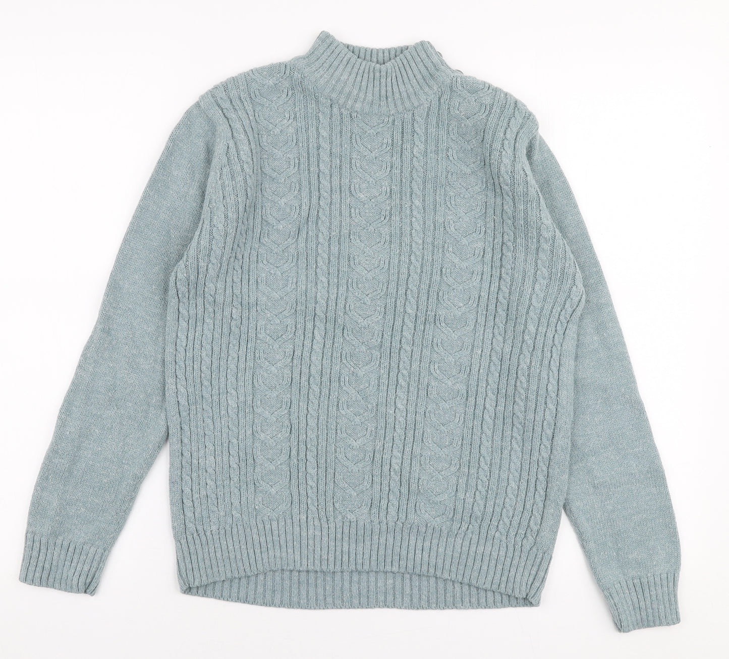 Berkertex Womens Blue High Neck  Acrylic Pullover Jumper Size 10