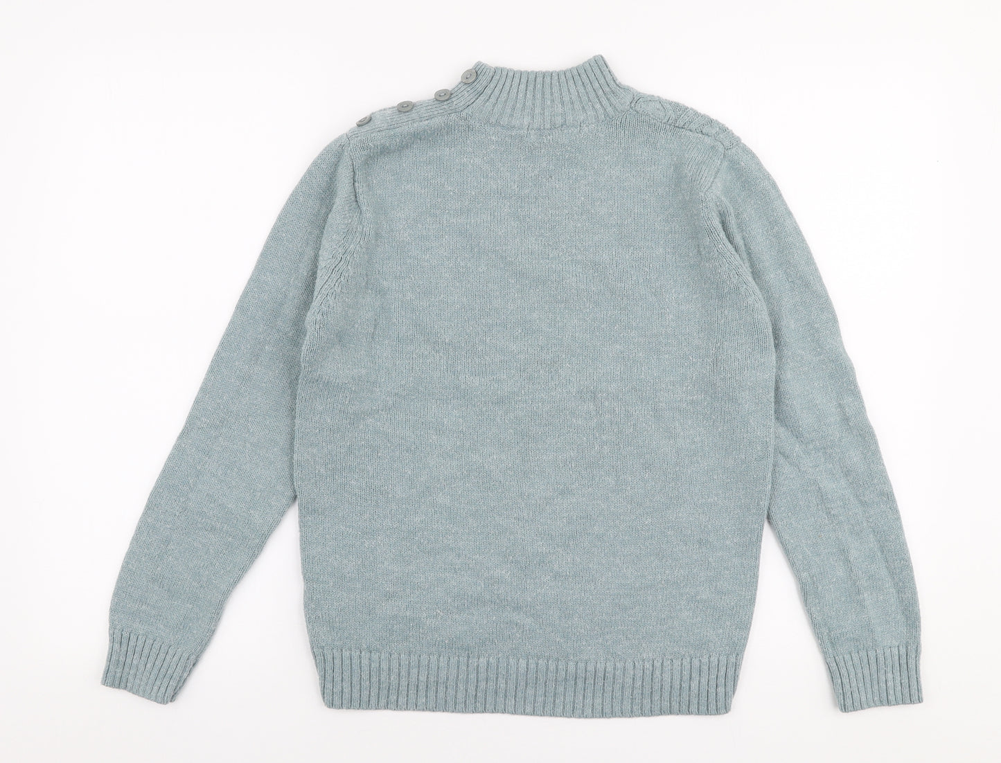 Berkertex Womens Blue High Neck  Acrylic Pullover Jumper Size 10
