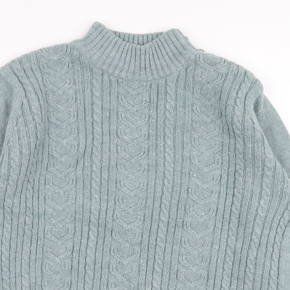 Berkertex Womens Blue High Neck  Acrylic Pullover Jumper Size 10