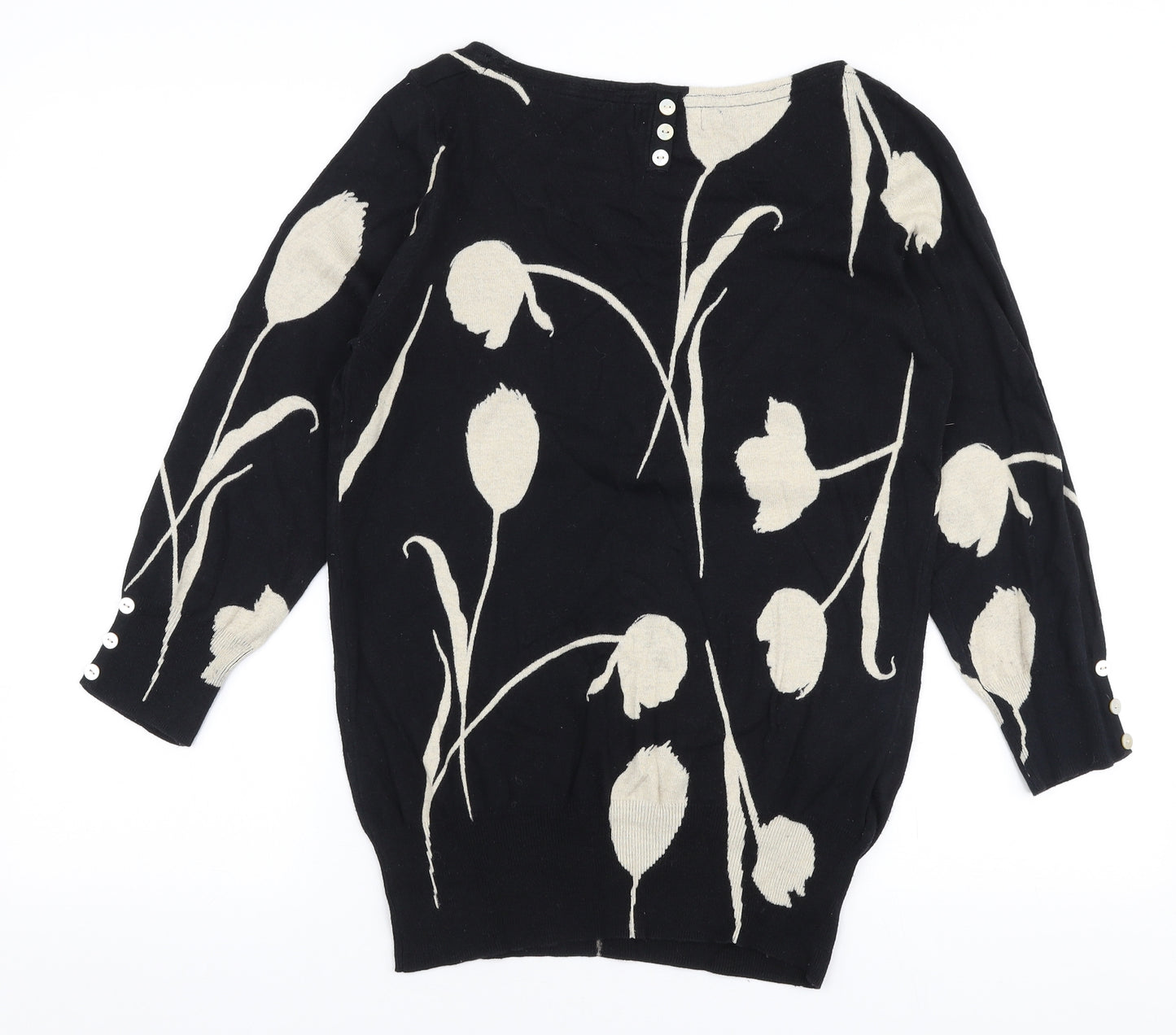 NEXT Womens Black Boat Neck Polka Dot Polyester Pullover Jumper Size 12