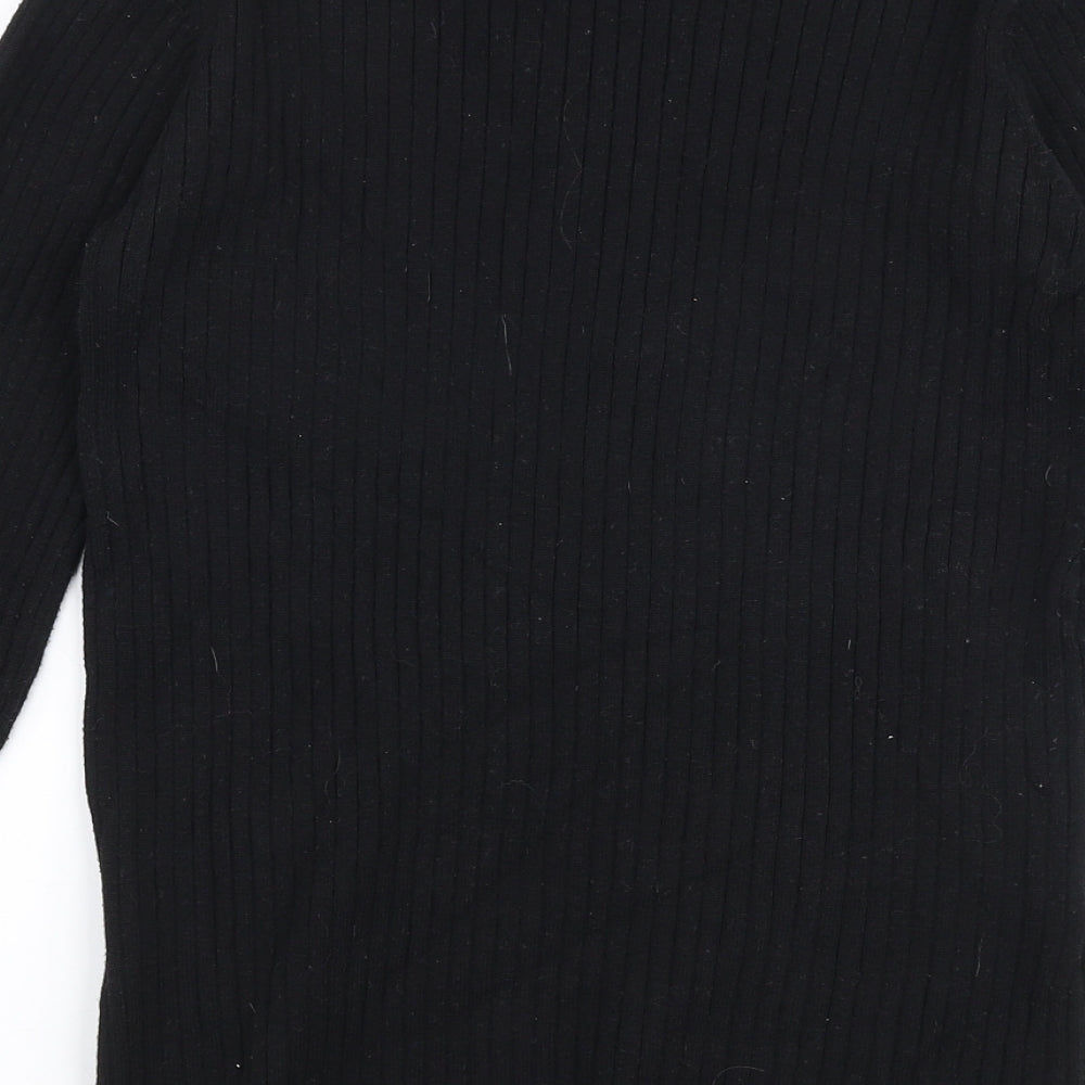 Moda Womens Black  Cotton Basic T-Shirt Size L V-Neck