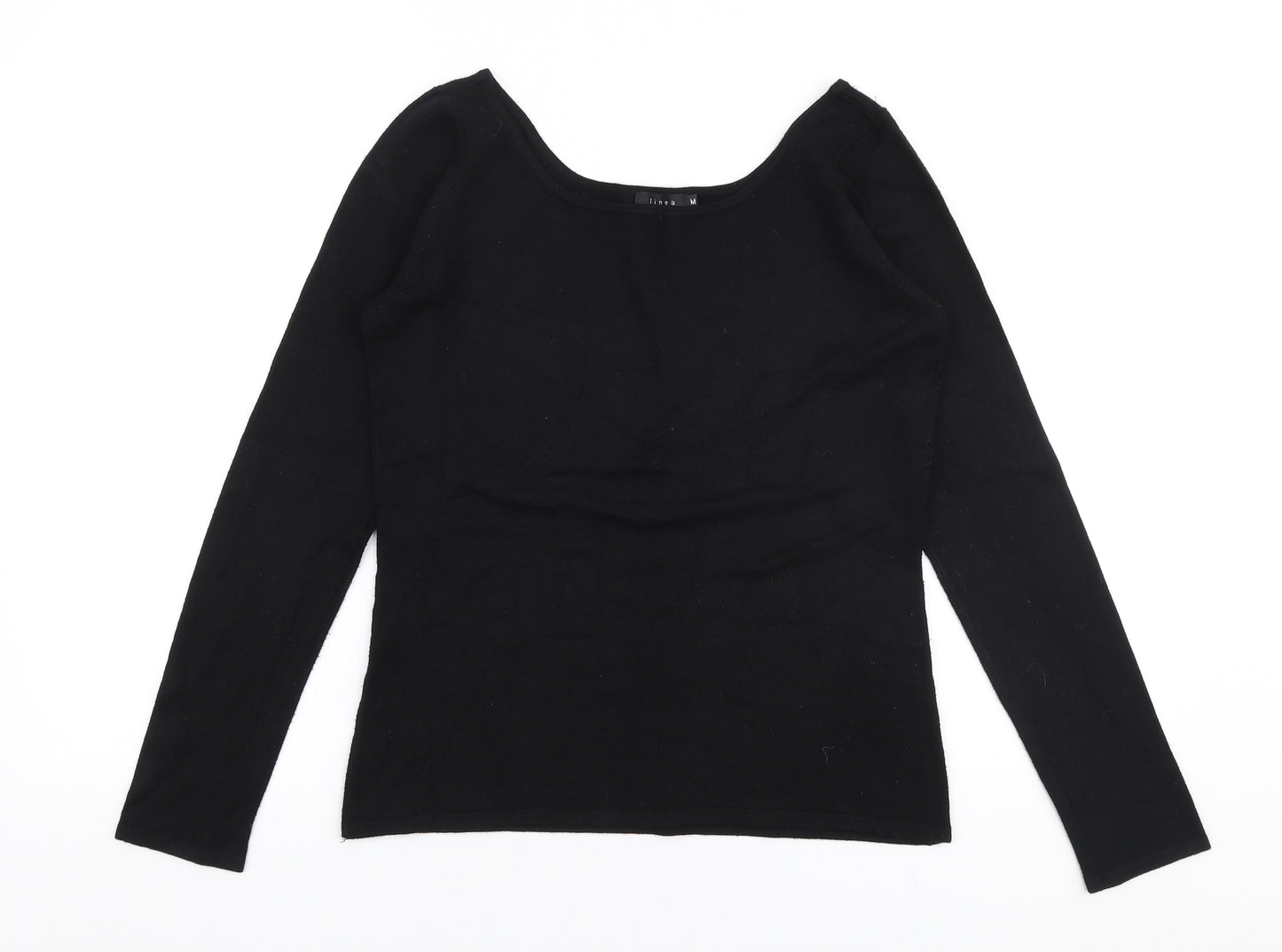 Linea Womens Black Boat Neck  Viscose Pullover Jumper Size M