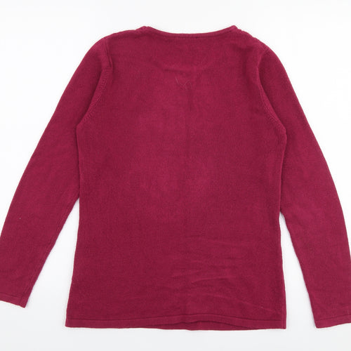 Anna Rose Womens Pink Round Neck  Acrylic Pullover Jumper Size M