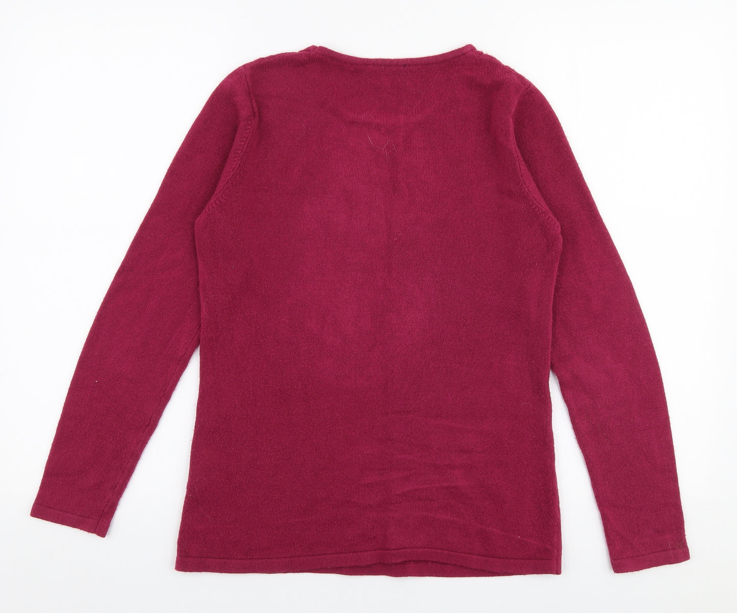 Anna Rose Womens Pink Round Neck  Acrylic Pullover Jumper Size M