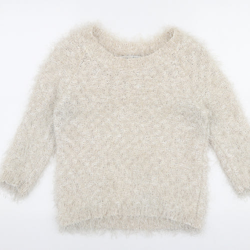 Debenhams Womens Beige Round Neck  Polyester Pullover Jumper Size 12
