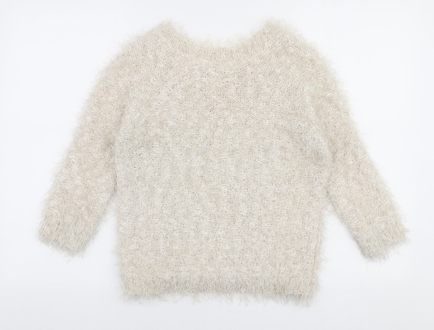Debenhams Womens Beige Round Neck  Polyester Pullover Jumper Size 12