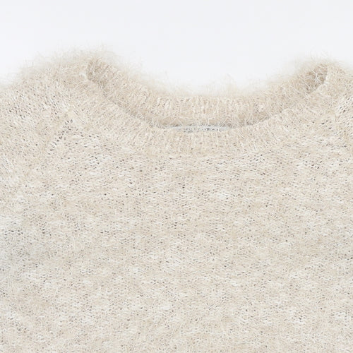 Debenhams Womens Beige Round Neck  Polyester Pullover Jumper Size 12